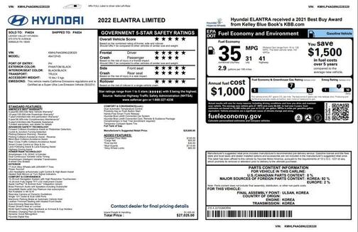 2022 Hyundai ELANTRA Limited