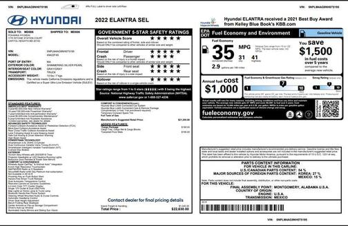 2022 Hyundai ELANTRA SEL