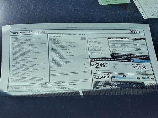 Glacier White Metallic 2026 Audi A5 Premium Plus TFSI quattro S tronic