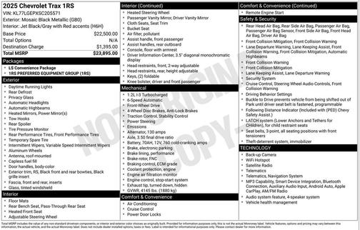 Mosaic Black Metallic 2025 Chevrolet Trax FWD 1RS