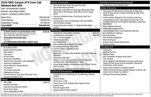 Onyx Black 2024 GMC Canyon AT4