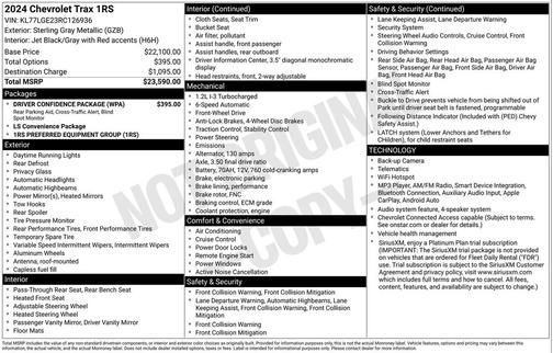 Sterling Gray Metallic 2024 Chevrolet Trax FWD 1RS