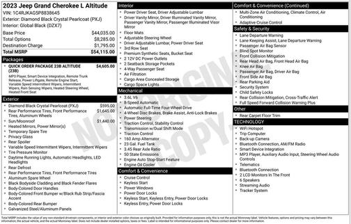 Diamond Black Crystal Pearlcoat 2023 Jeep Grand Cherokee L Altitude