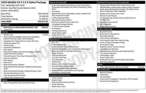 2025 Mazda CX-5 2.5 S Select Package