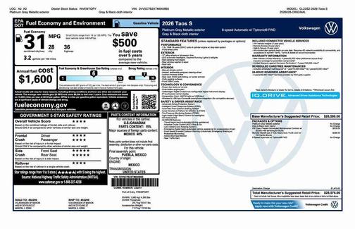 2026 Volkswagen Taos 1.5T S