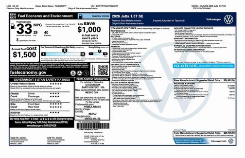 2026 Volkswagen Jetta 1.5T SE