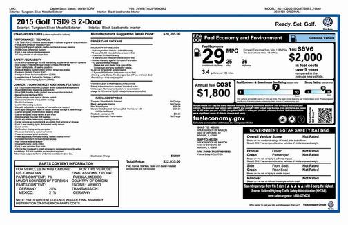 2015 Volkswagen Golf TSI S 2-Door