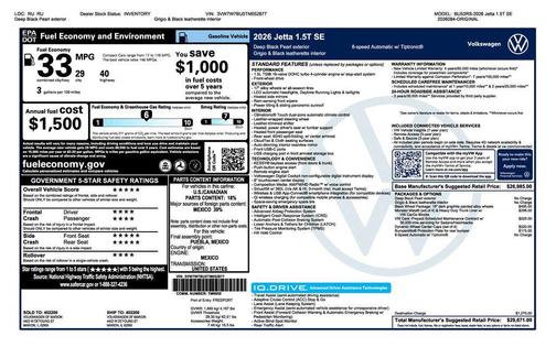 2026 Volkswagen Jetta 1.5T SE