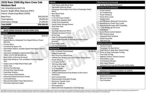 2020 RAM 2500 Big Horn Crew Cab 4X4 6'4' Box