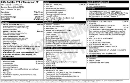 2024 Cadillac CT4-V V-Series Blackwing