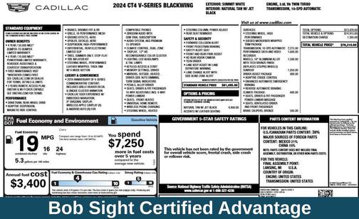2024 Cadillac CT4-V V-Series Blackwing