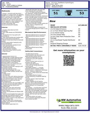 2018 Toyota Camry Hybrid LE