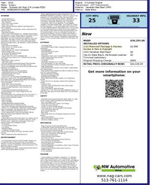 2015 Subaru Outback 2.5i Limited