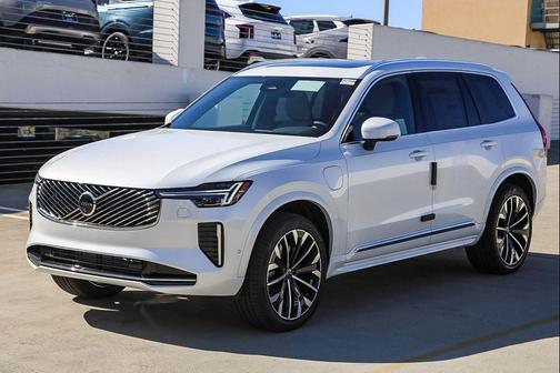 Crystal White Pearl 2026 Volvo XC90 Plug-In Hybrid Plus, T8 AWD, Electric/Gasoline, Bright, 7 Seats