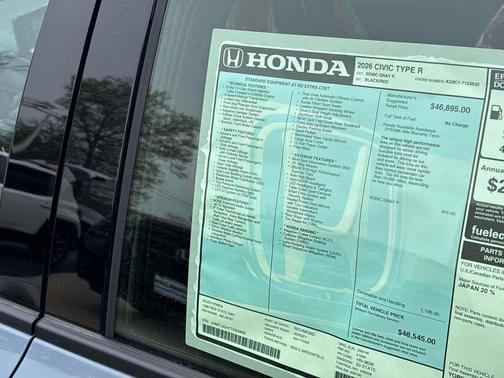Sonic Gray Pearl 2026 Honda Civic Type R
