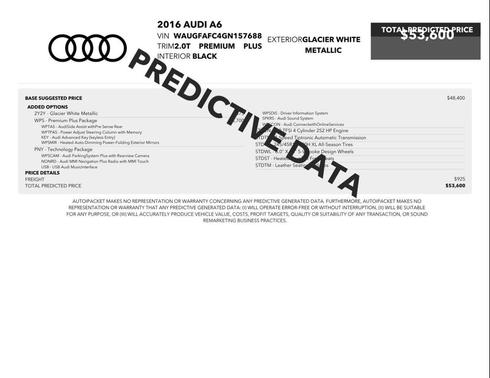 Glacier White Metallic 2016 Audi A6 2.0T Premium Plus