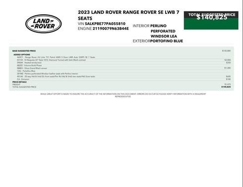 Portofino Blue Metallic 2023 Land Rover Range Rover P530 SE