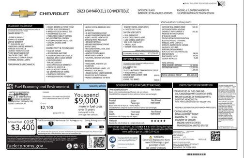 Black 2023 Chevrolet Camaro ZL1