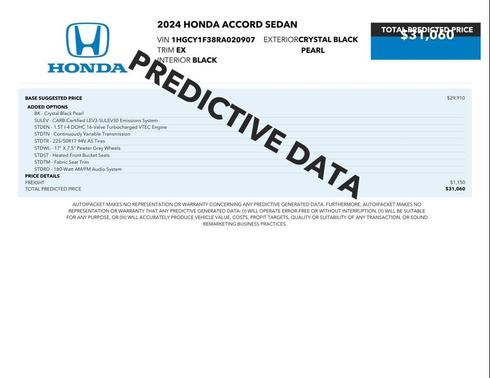 Crystal Black Pearl 2024 Honda Accord EX