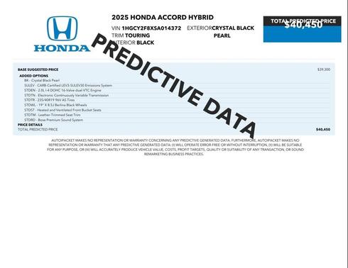 Crystal Black Pearl 2025 Honda Accord Hybrid Touring