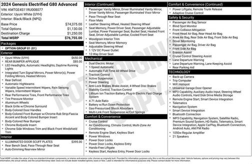 Uyuni White 2024 Genesis Electrified G80 Advanced