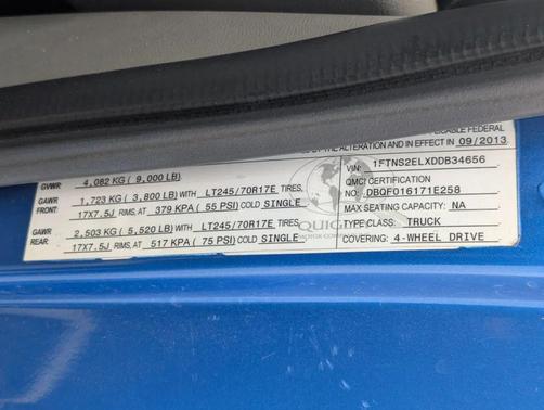 Blue 2013 Ford E250 Extended Cargo Van Quigley 4x4