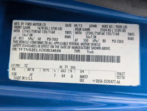 Blue 2013 Ford E250 Extended Cargo Van Quigley 4x4