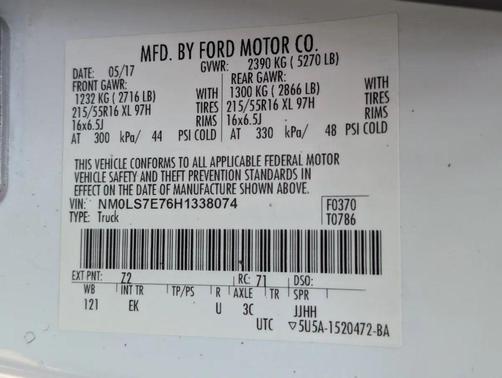 Frozen White 2017 Ford Transit Connect XL