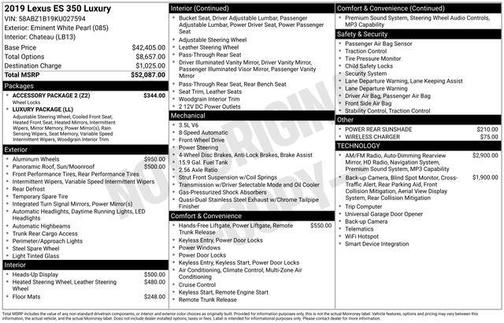 2019 Lexus ES 350 Luxury
