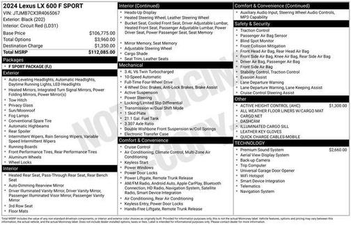 Black 2024 Lexus LX 600 F SPORT