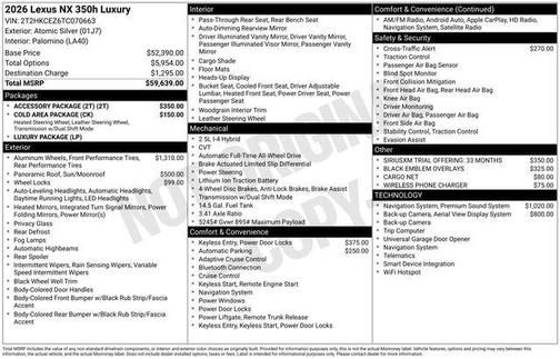 Atomic Silver 2026 Lexus NX 350h Luxury