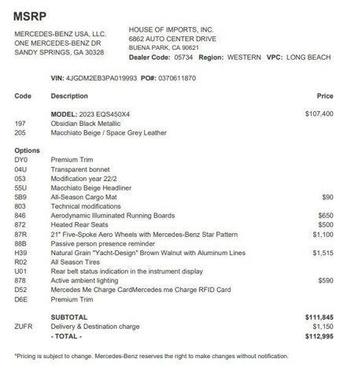 2023 Mercedes-Benz EQS 450 4MATIC