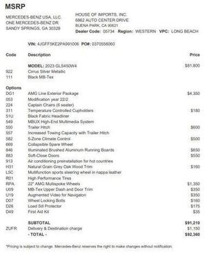 Cirrus Silver Metallic 2023 Mercedes-Benz GLS 450 4MATIC