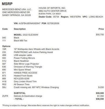 2022 Mercedes-Benz GLE 350 Base