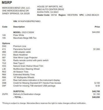 2023 Mercedes-Benz C-Class C 300