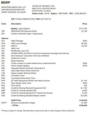 2022 Mercedes-Benz S-Class S 580 4MATIC