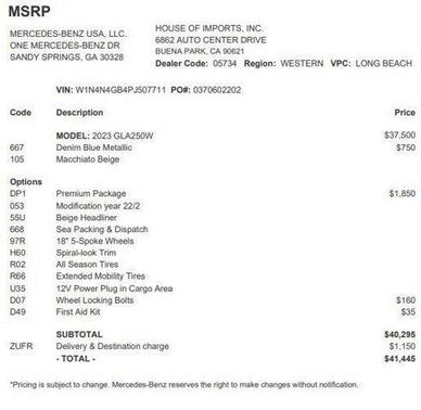 2023 Mercedes-Benz GLA 250 Base