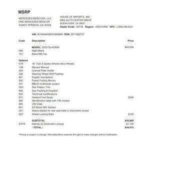 2025 Mercedes-Benz GLA 250 4MATIC