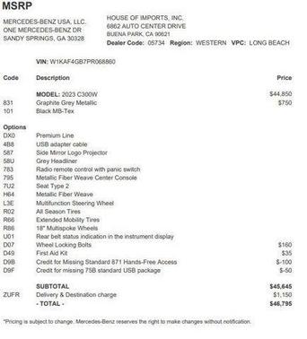 2023 Mercedes-Benz C-Class C 300