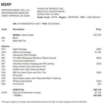 2023 Mercedes-Benz C-Class C 300