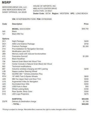Black 2023 Mercedes-Benz E-Class E 350