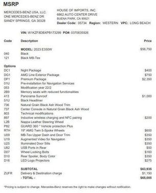 Black 2023 Mercedes-Benz E-Class E 350