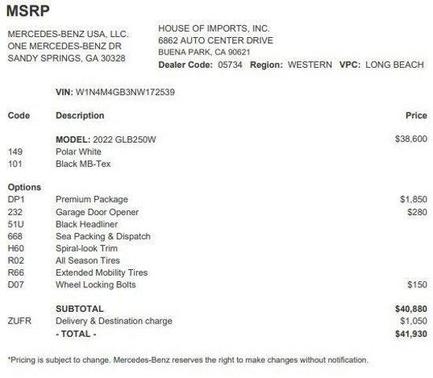 2022 Mercedes-Benz GLB 250 Base