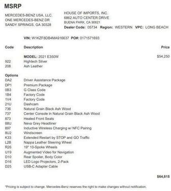 2021 Mercedes-Benz E-Class E 350