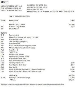 2022 Mercedes-Benz C-Class Sedan