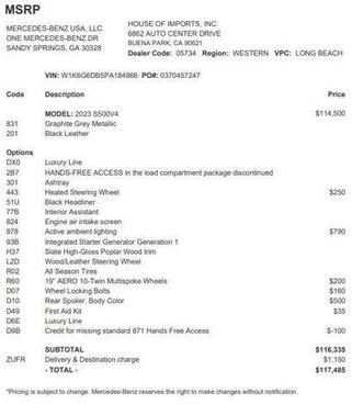 2023 Mercedes-Benz S-Class S 580 4MATIC