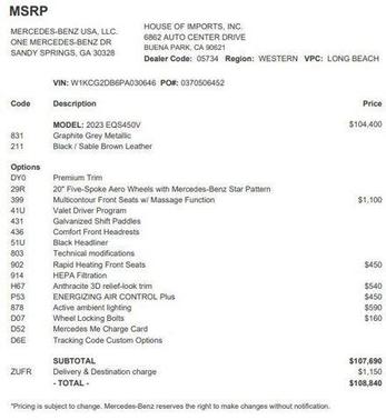 2023 Mercedes-Benz EQS 450 4MATIC