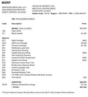 2023 Mercedes-Benz CLA 250 Base