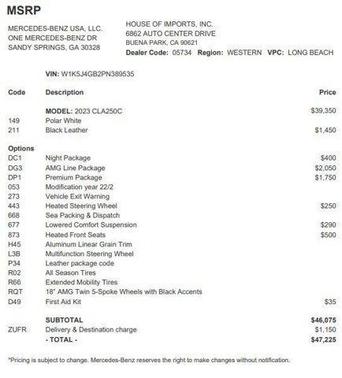 2023 Mercedes-Benz CLA 250 Base