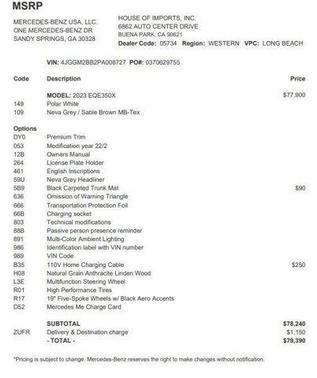 2023 Mercedes-Benz EQE 350+ Base